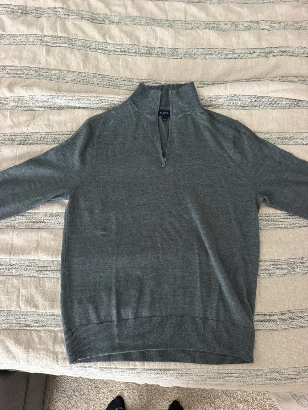 J. Crew Men's Slate Gray Half-Zip Merino Sweater